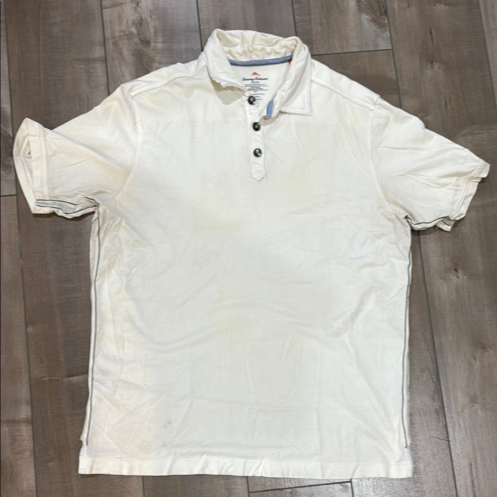 Tommy Bahama Cream with side Detail Polo Shirt. Size M